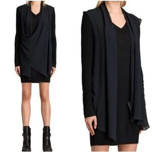 ALLSAINTS Drina Dress Merino Wool Size Small‎ Draped Relaxed Minimalist Fall